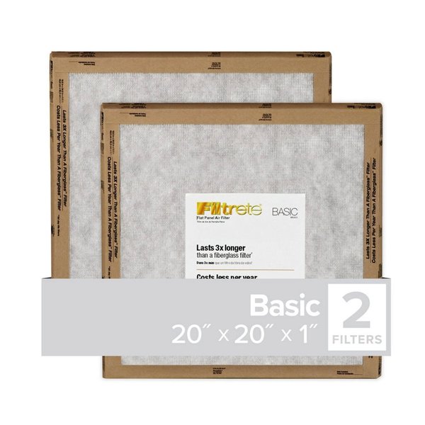 Filtrete 20 in. W X 20 in. H X 1 in. D Synthetic 5 MERV Flat Panel Filter , 2PK FPL02-2PK-24